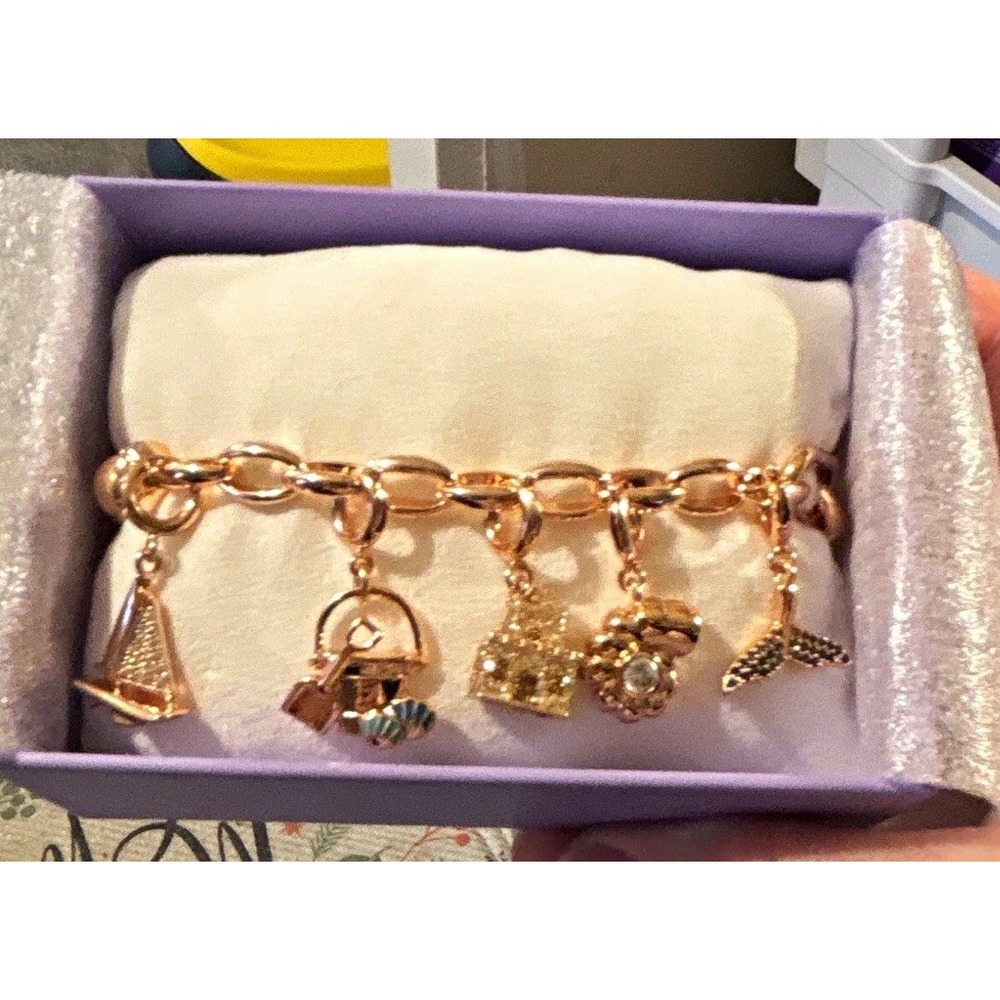 CHARMELIER by BP Ocean Charm Bracelet Rose Gold Plated CZ Removable BR97121